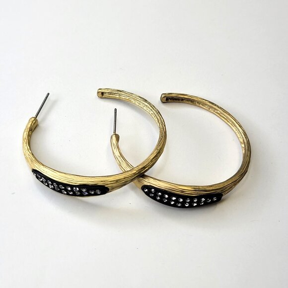 Gold Hoop Earrings With Crystals - Picture 3 of 10
